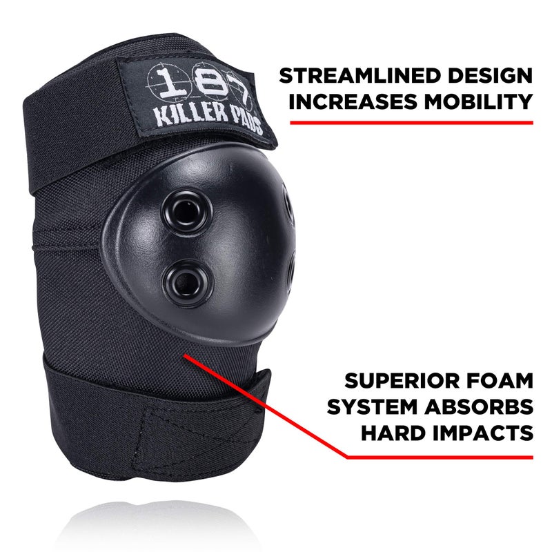 187 Killer Pads Knee Pads, Elbow Pads Combo Pack, Black, Small/Medium - Image 3